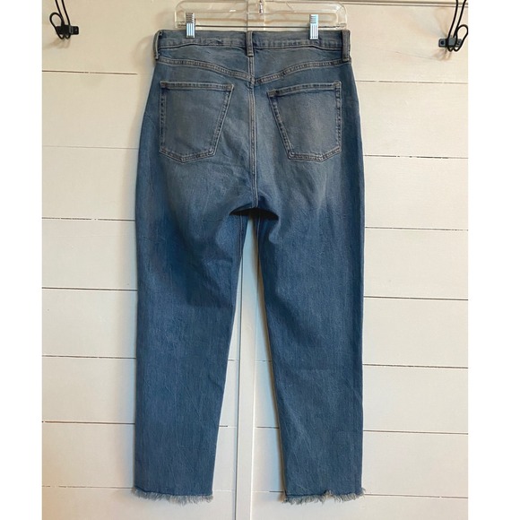 Old Navy Women's 10 Extra High Rise Sky Hi Straight Lindy Jeans Distressed Hem - Picture 3 of 13